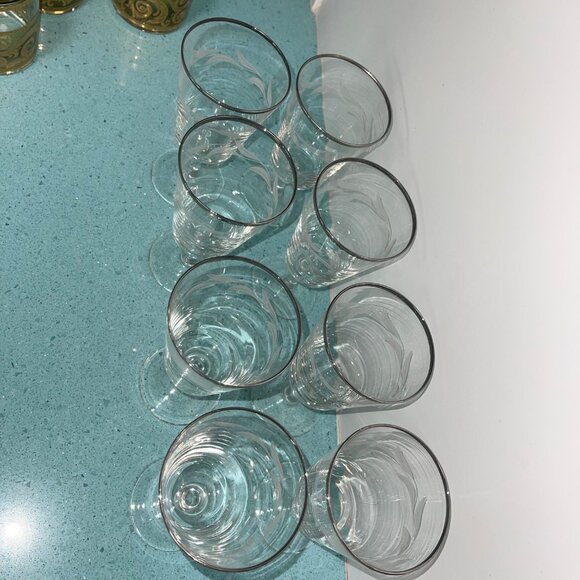 Cristal D Arques Vintage Etched Platinum Trim Water Goblets Set of 8 - Picture 7 of 9